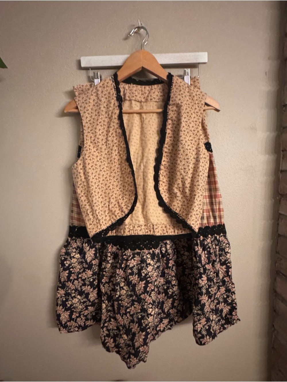 Handmade Boho Patchwork Floral‎ Vest & Skirt Set